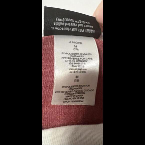 Harry Potter Women’s Long Sleeve Medium(7-8) Hogwats School Ringer Tee Vneck - Picture 4 of 9